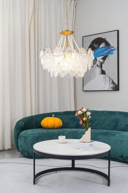 Embossed Pearls Glass Chandelier - vexalamps