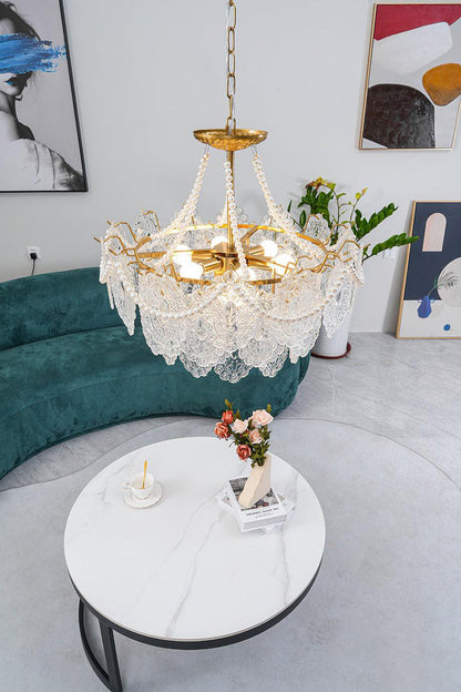 Embossed Pearls Glass Chandelier - vexalamps