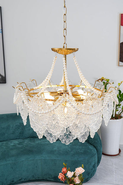 Embossed Pearls Glass Chandelier - vexalamps