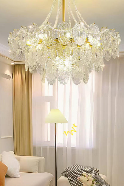 Embossed Pearls Glass Chandelier - vexalamps