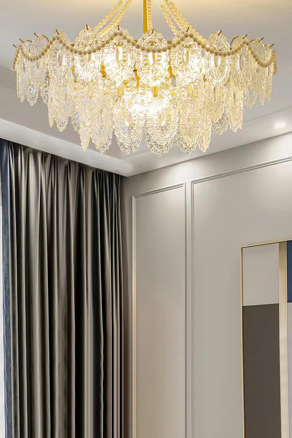 Embossed Pearls Glass Chandelier - vexalamps