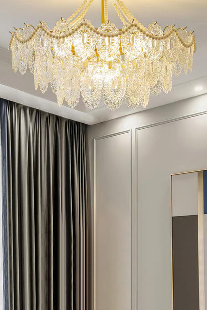 Embossed Pearls Glass Chandelier - vexalamps