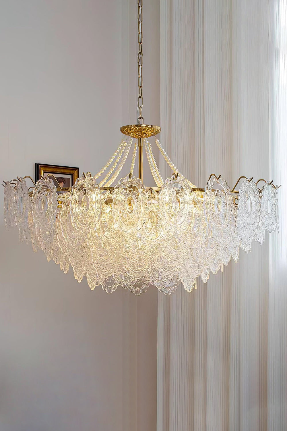 Embossed Pearls Glass Chandelier - vexalamps