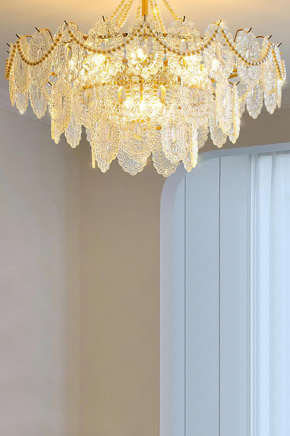 Embossed Pearls Glass Chandelier - vexalamps