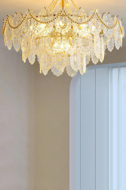Embossed Pearls Glass Chandelier - vexalamps