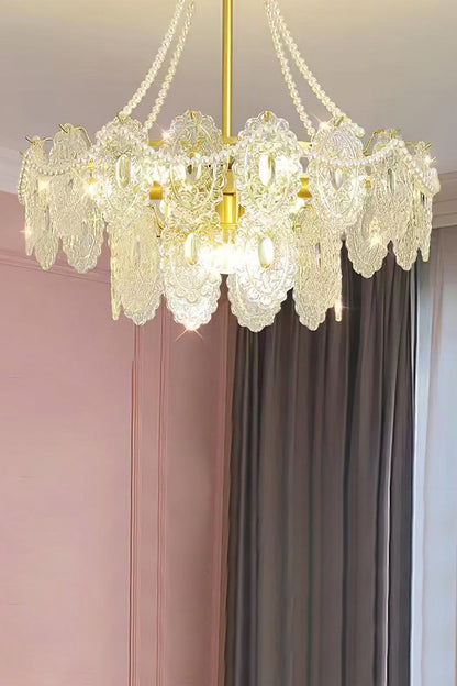 Embossed Pearls Glass Chandelier - vexalamps