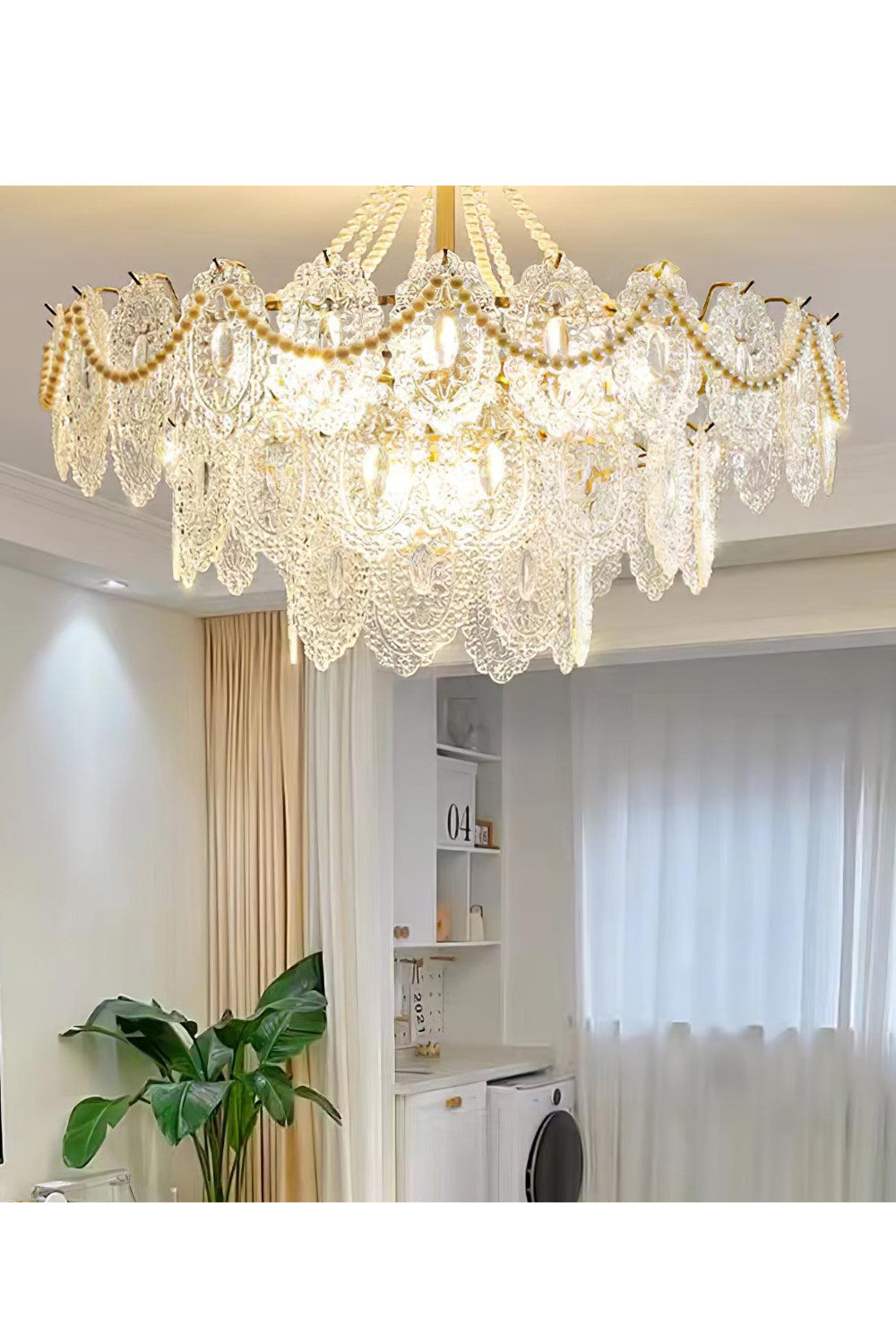 Embossed Pearls Glass Chandelier - vexalamps