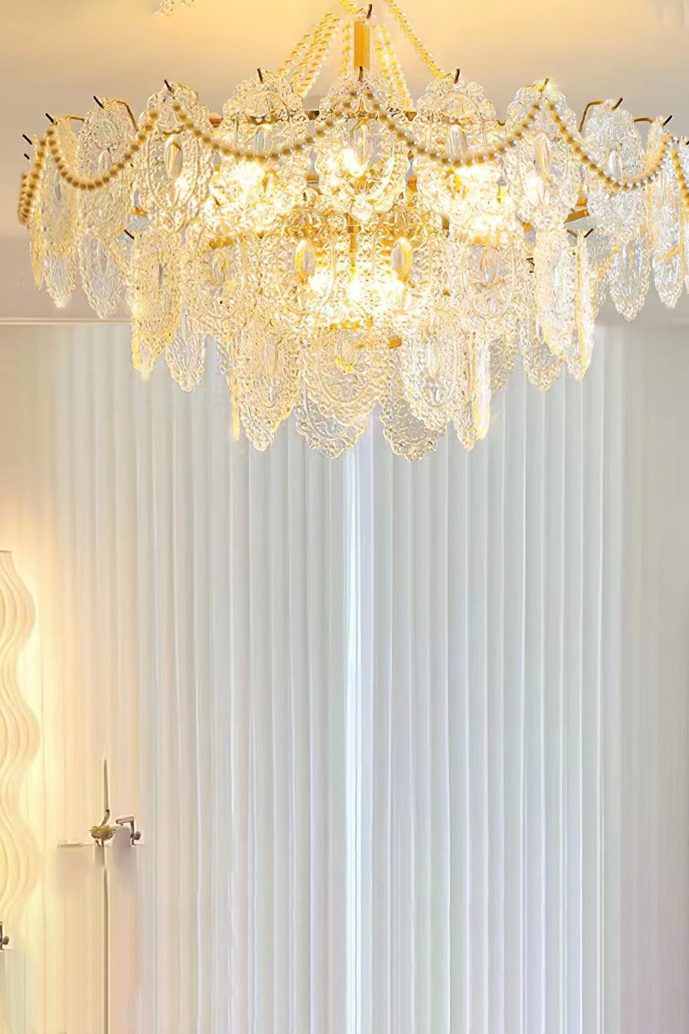 Embossed Pearls Glass Chandelier - vexalamps