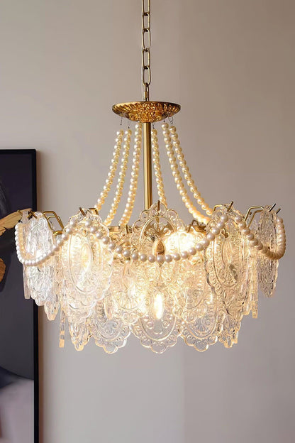 Embossed Pearls Glass Chandelier - vexalamps