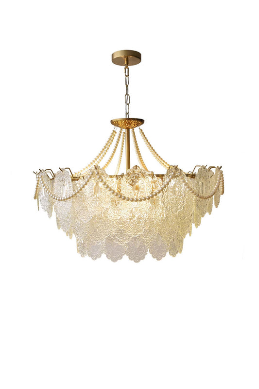 Embossed Pearls Glass Chandelier - vexalamps