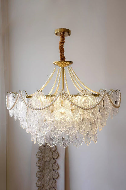Embossed Pearls Glass Chandelier - vexalamps
