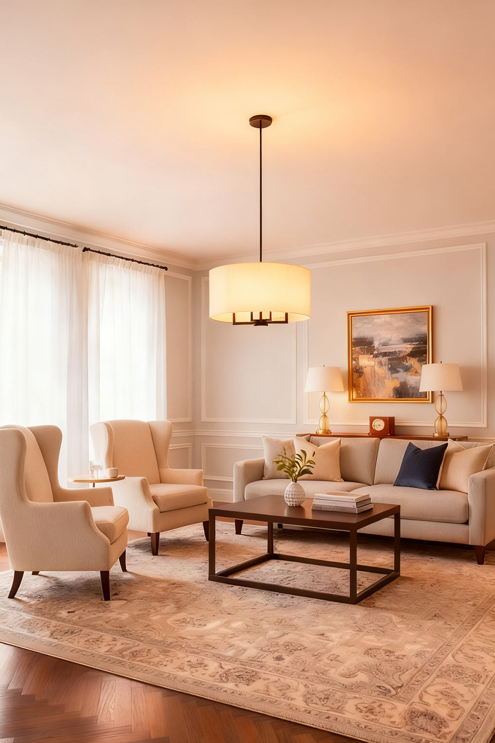 Emery Fabric Chandelier - view 7 | vexalamps