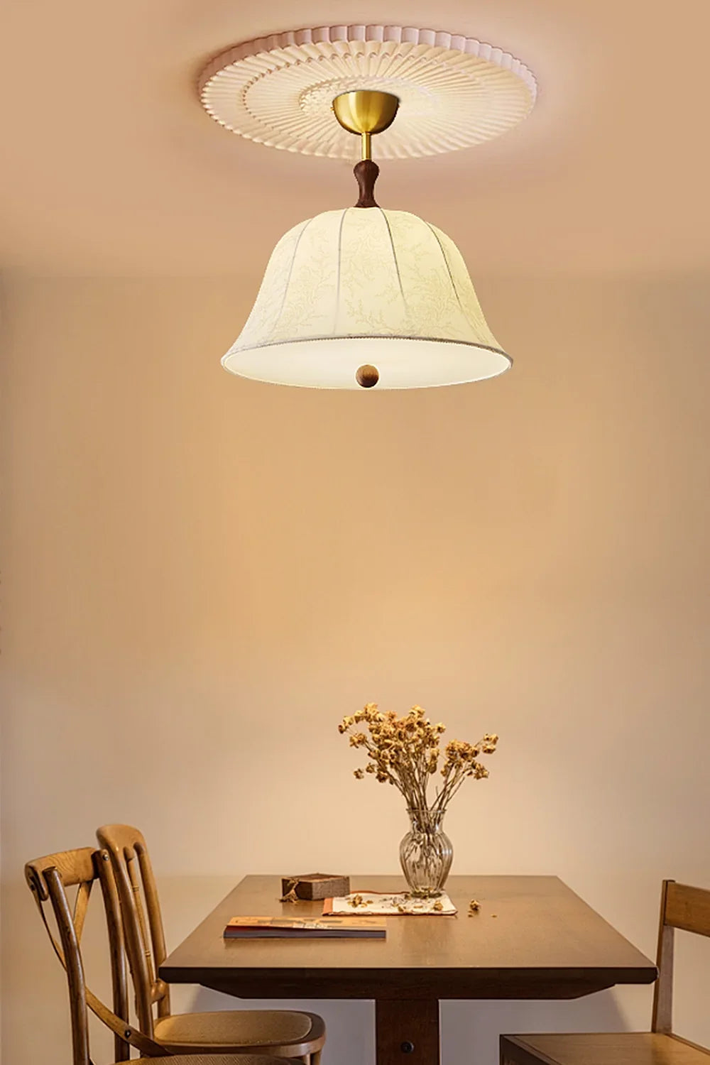 Fabric Brass Pendant Lamp - view 6 | vexalamps