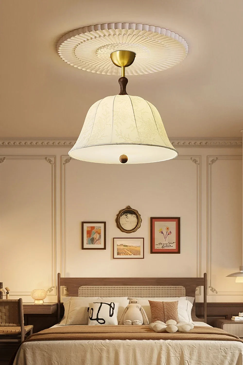 Fabric Brass Pendant Lamp - view 2 | vexalamps