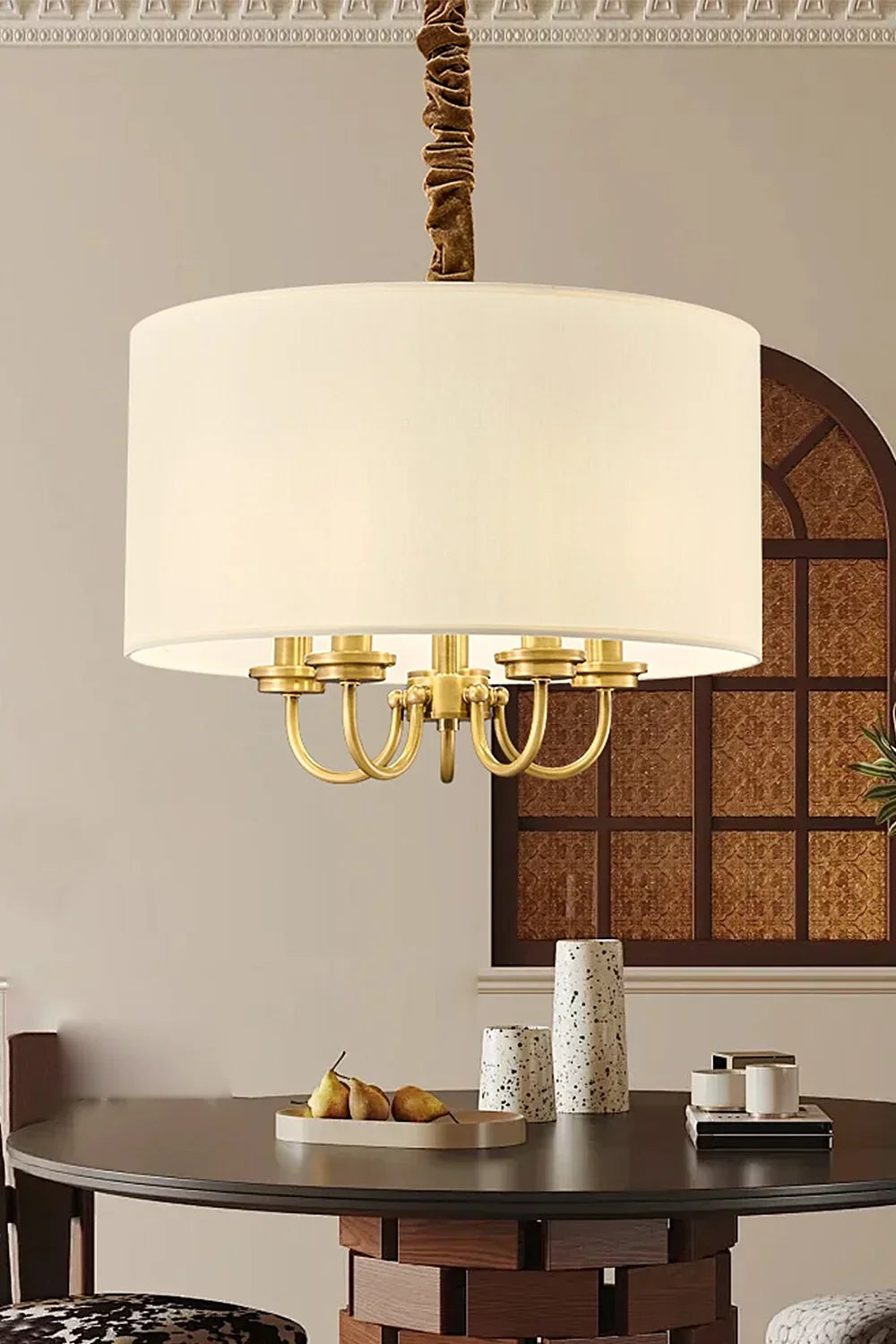 Fabric Cylindrical Pendant Lamp - view 6 | vexalamps