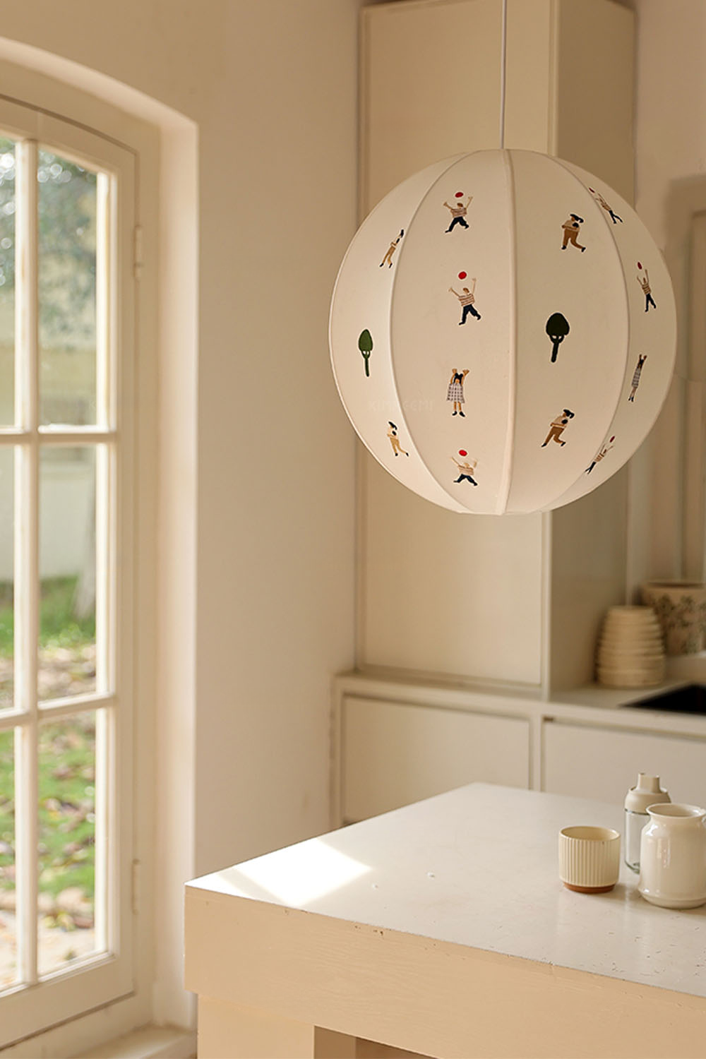 Fabric Embroidery Round Pendant Lamp - view 9 | vexalamps
