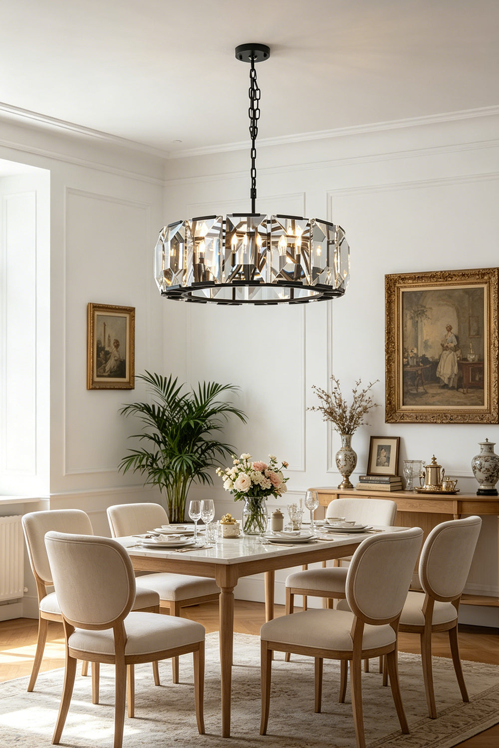 Faceted Crystal Halo Chandelier for Restaurant | vexa lamps