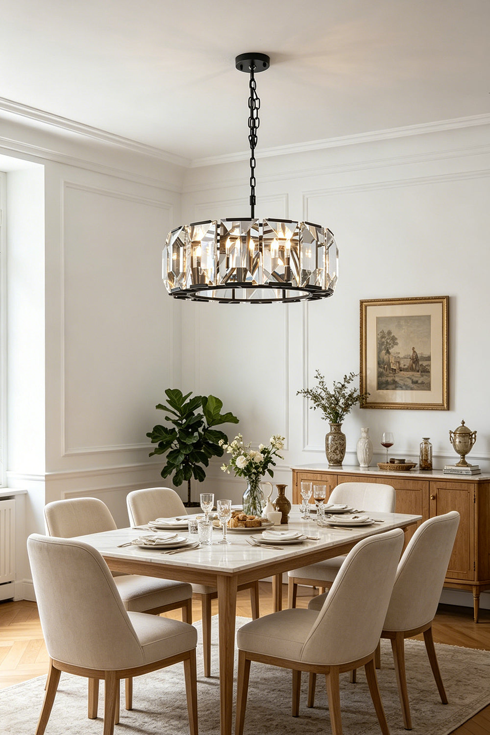 Faceted Crystal Halo Chandelier for Restaurant | vexa lamps