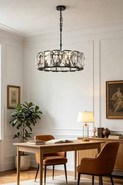 Faceted Crystal Halo Chandelier for Den/Study | vexa lamps