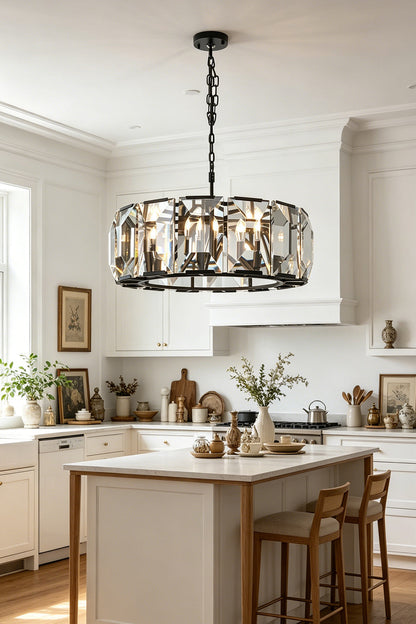 Faceted Crystal Halo Chandelier for Den/Study | vexa lamps