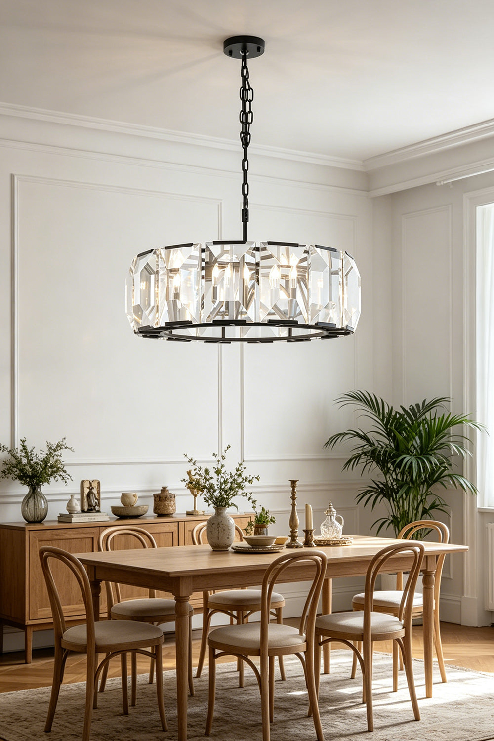 Faceted Crystal Halo Chandelier for Dining Room | vexa lamps