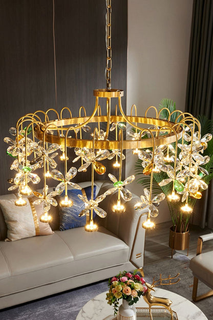 Floral-Inspired Flower Crystal Chandelier - vexalamps