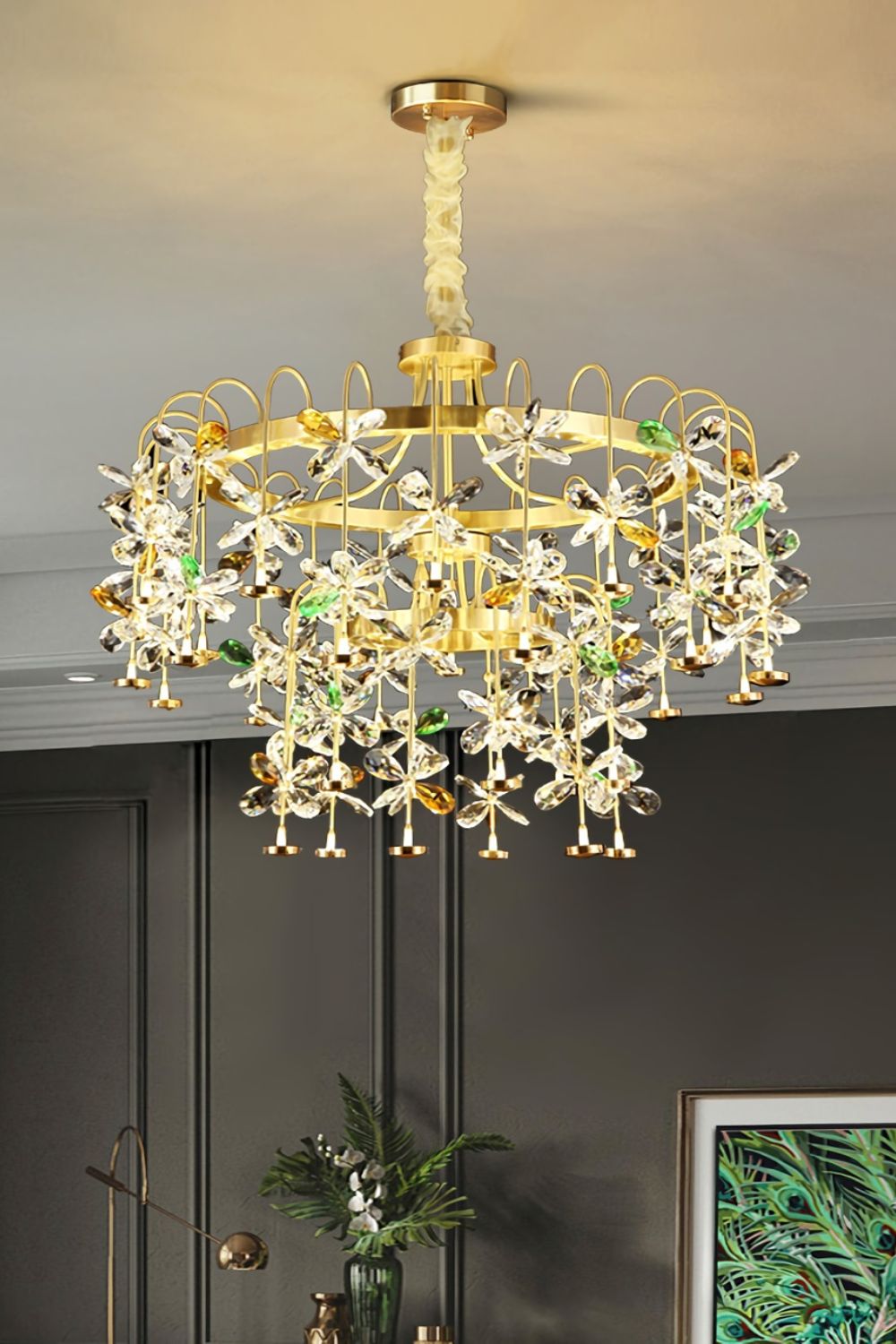 Floral-Inspired Flower Crystal Chandelier - vexalamps