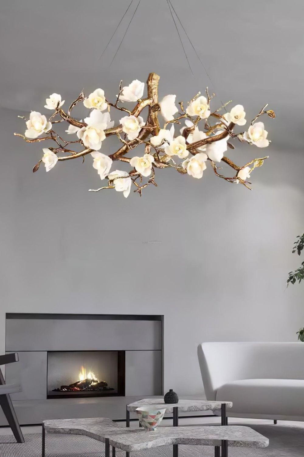 Floral Branch Chandelier - view 7 | vexalamps