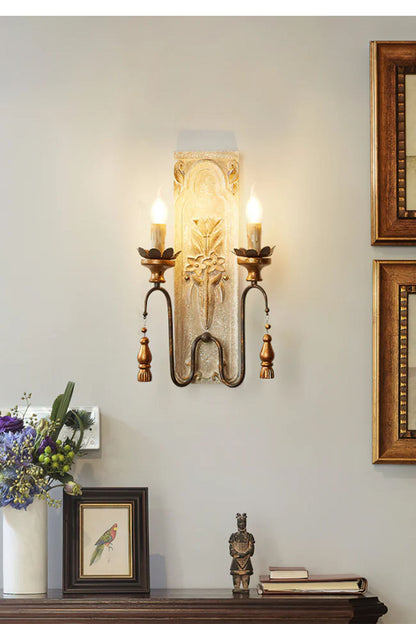 French Country Wooden Wall Lamp - view 2 | vexalamps