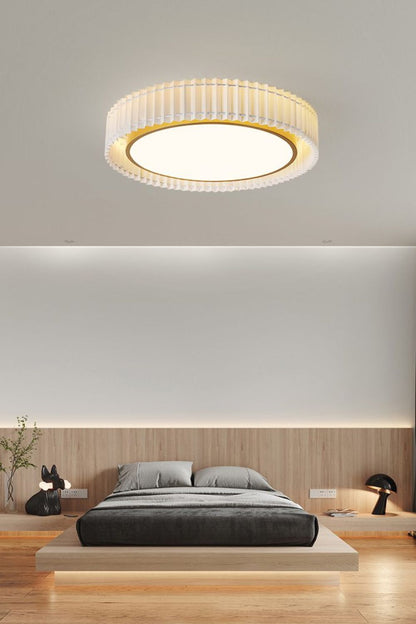 Round French Pastoral Pleated Fabric Ceiling Lamp - view 9 | vexalamps