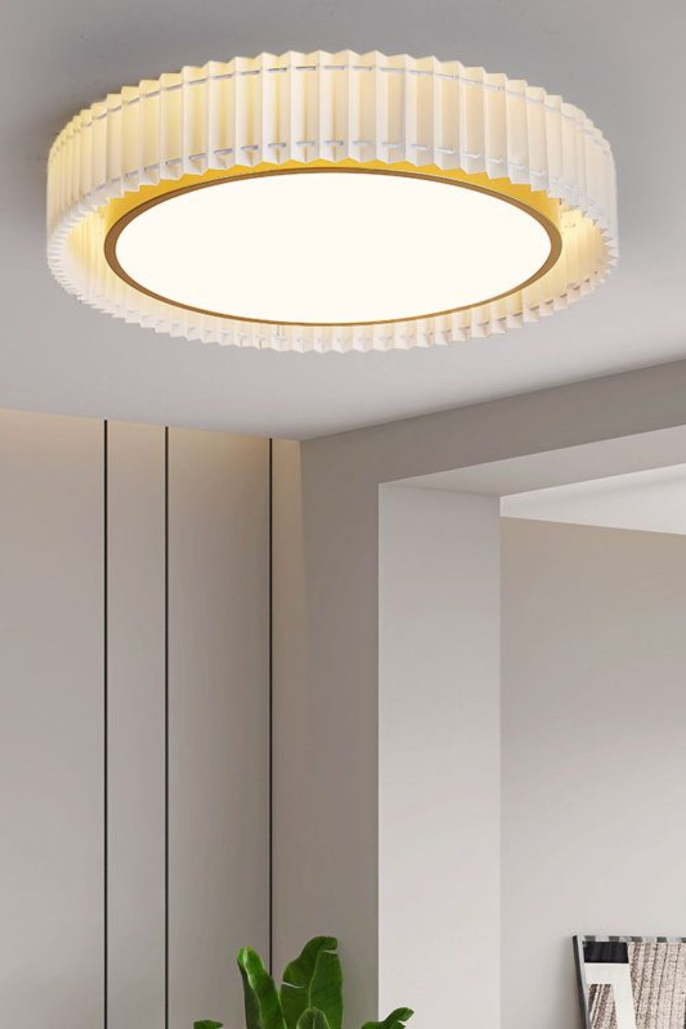 Round French Pastoral Pleated Fabric Ceiling Lamp - view 5 | vexalamps