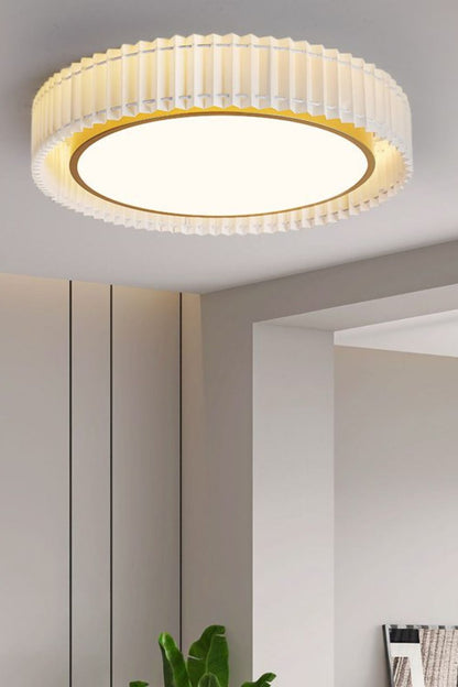 Round French Pastoral Pleated Fabric Ceiling Lamp - view 5 | vexalamps