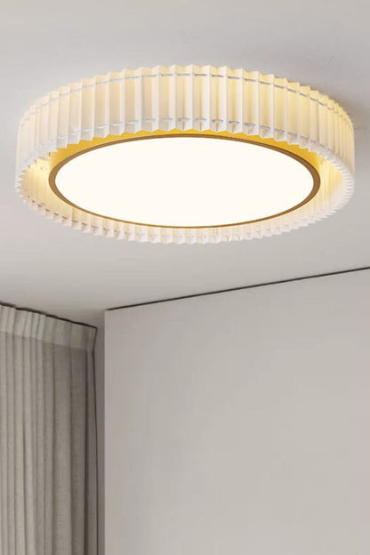 Round French Pastoral Pleated Fabric Ceiling Lamp - view 16 | vexalamps