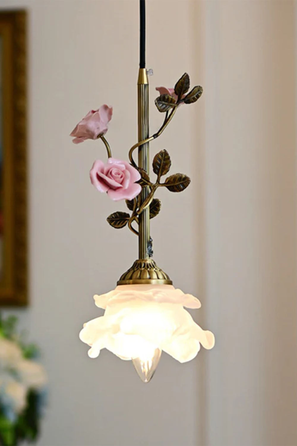 French Retro Glass Rose Chandelier - view 3 | vexalamps