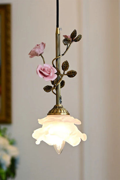French Retro Glass Rose Chandelier - view 3 | vexalamps