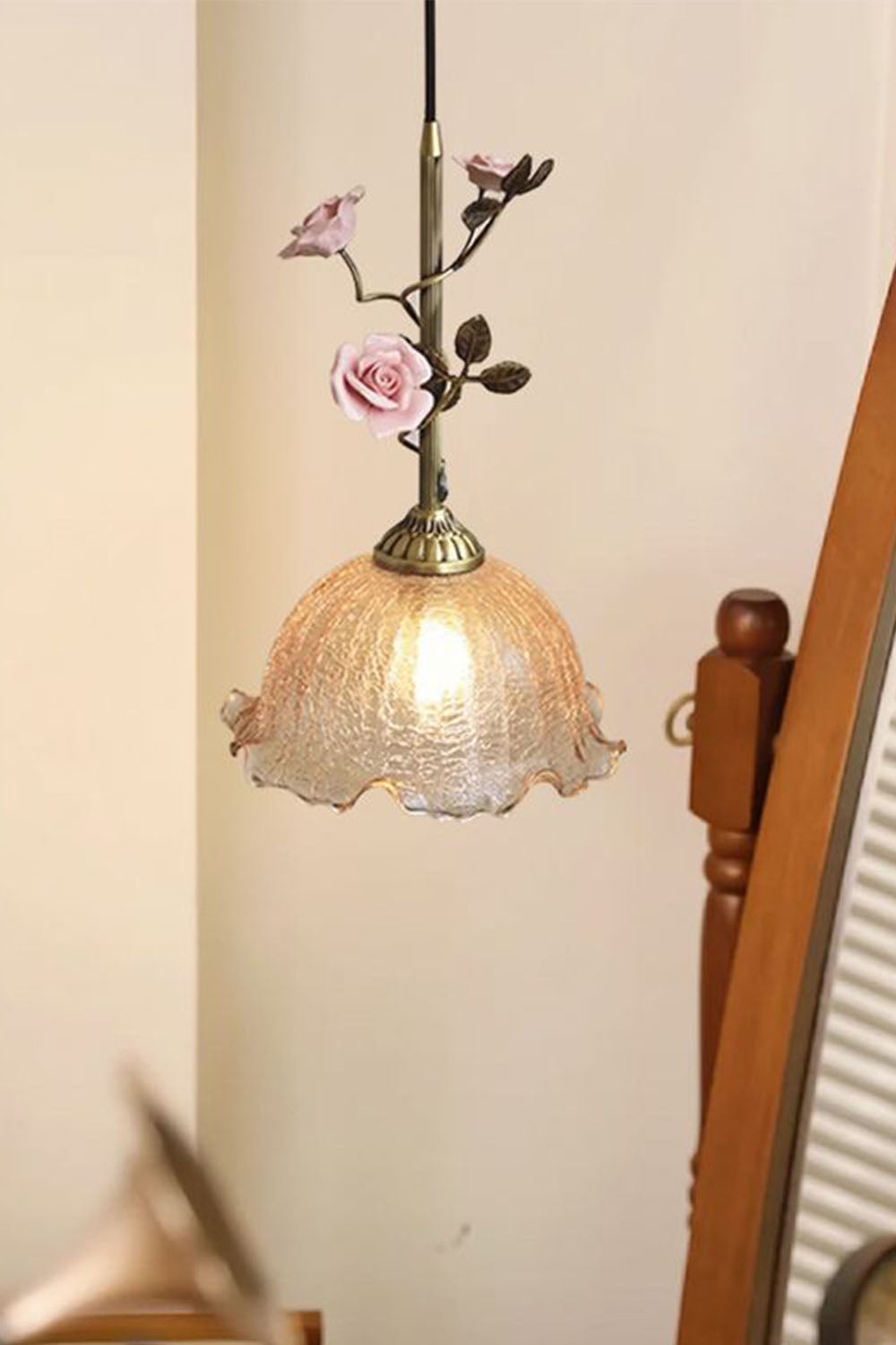 French Retro Glass Rose Chandelier - view 11 | vexalamps