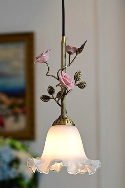 French Retro Glass Rose Chandelier - view 12 | vexalamps