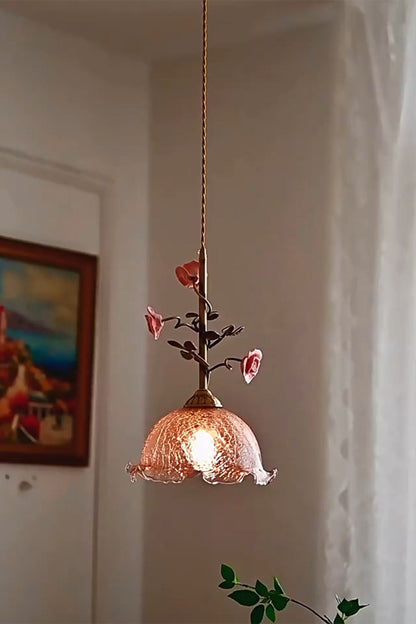 French Retro Glass Rose Chandelier - view 2 | vexalamps