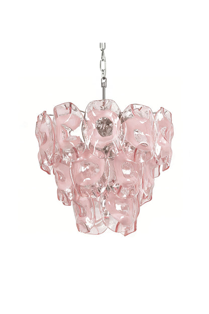 Frostelle pink glass petal chandelier | Metal, Glass | Front view isolated on white background | vexa lamps