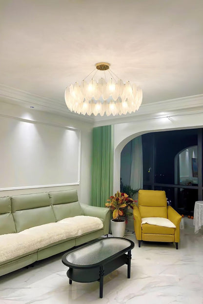 Glass Feather Chandelier - vexalamps