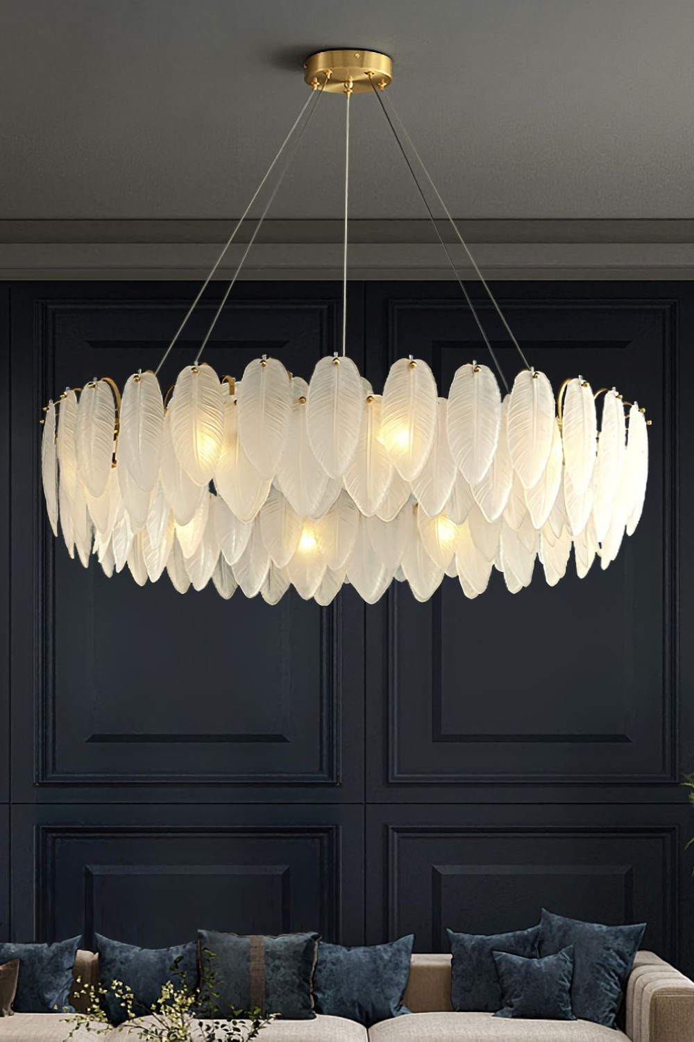 Glass Feather Chandelier - vexalamps