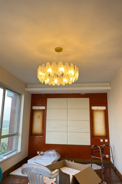 Glass Feather Chandelier - vexalamps