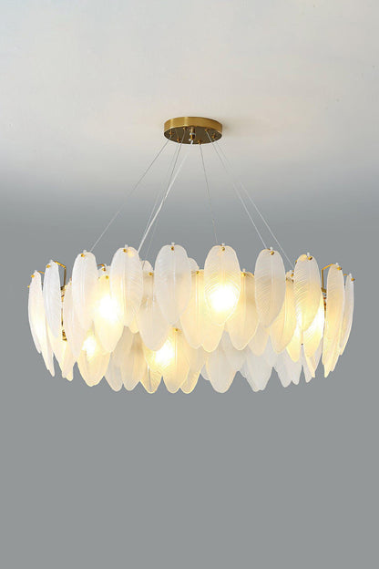 Glass Feather Chandelier - vexalamps