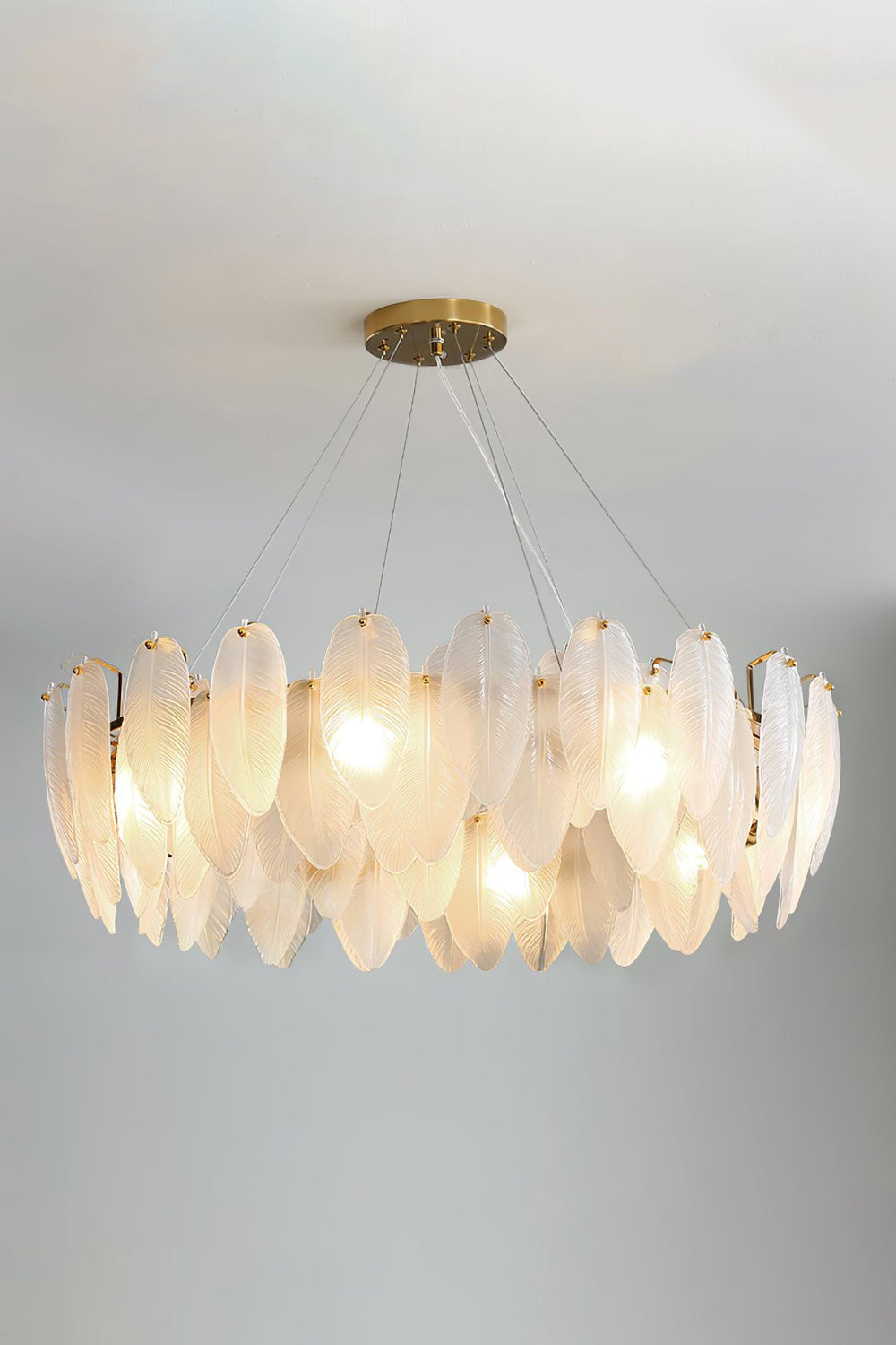 Glass Feather Chandelier - vexalamps