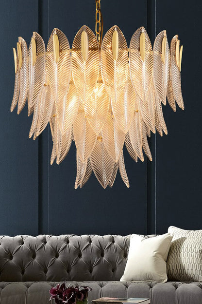 Glass Feathers Chandelier - vexalamps