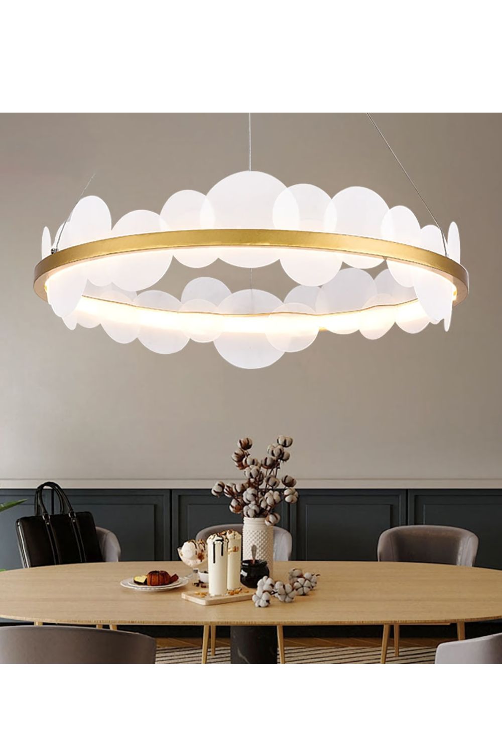 Gold and White Poetry Chandelier - vexalamps