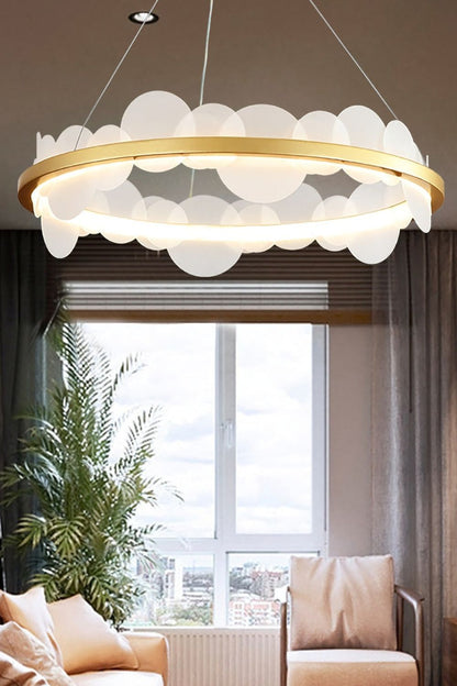 Gold and White Poetry Chandelier - vexalamps