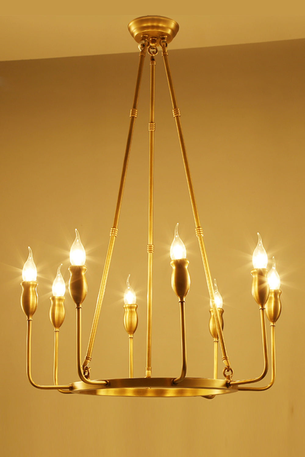 Golden Ring Candle-Arm Chandelier - view 10 | vexalamps