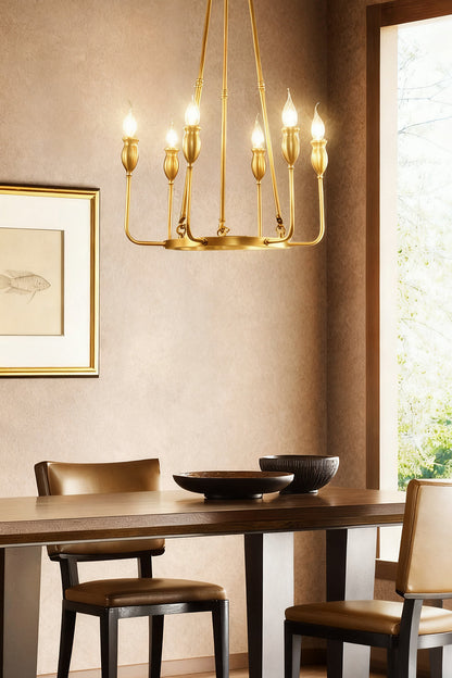 Golden Ring Candle-Arm Chandelier - view 5 | vexalamps