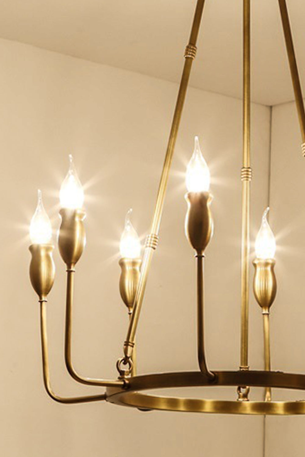 Golden Ring Candle-Arm Chandelier - view 11 | vexalamps